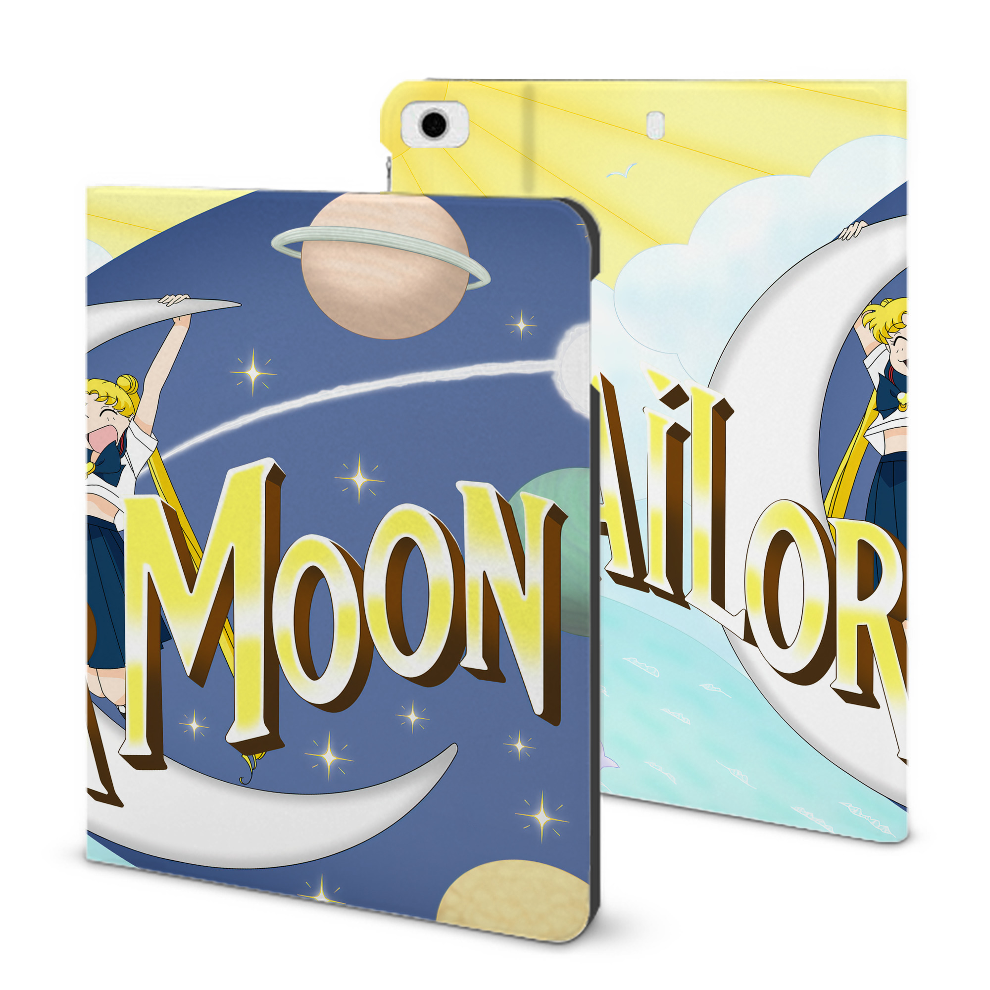 （画像用） 美少女戦士セーラームーン Sailor Moon IPad ケース ブック型 PUレザー TPU 耐衝撃 軽量 薄型 ペン収納なし 全面保護 IPad 各モデル対応